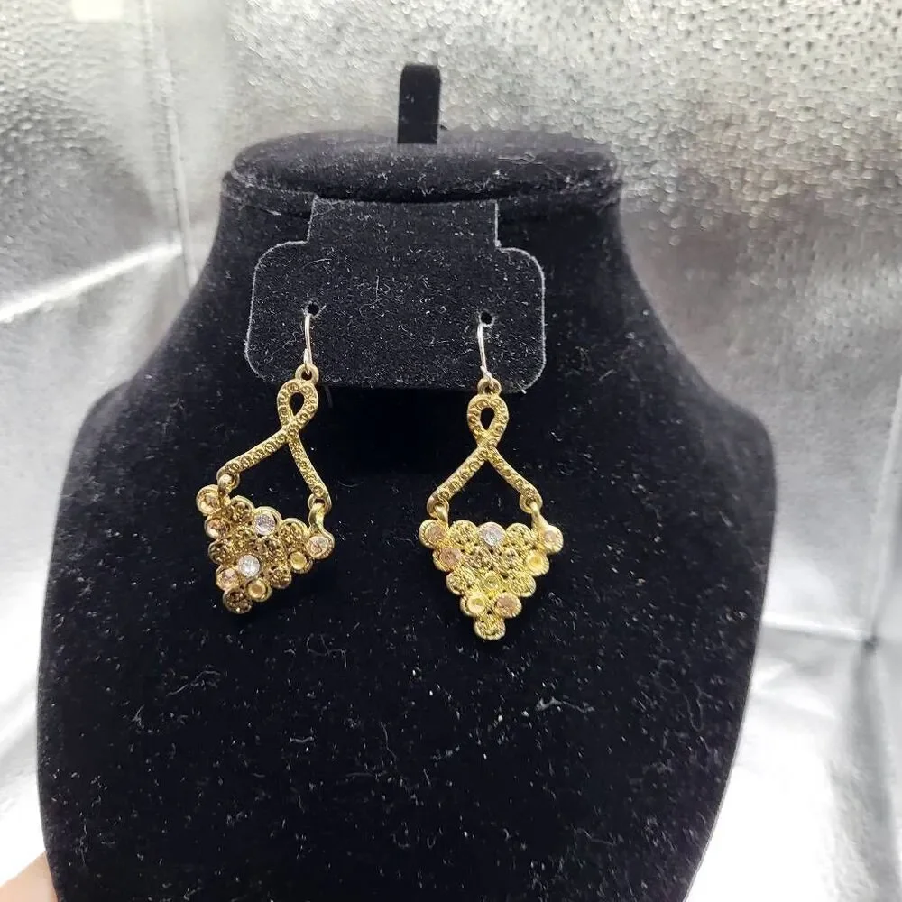 Vintage Vanecci Raw Gold Chandelier Earrrings